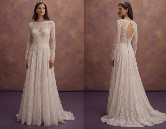 Chantilly Lace Bridal Gowns with Delicate Beauty
