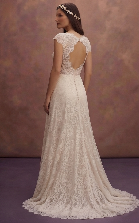 Chantilly Lace Wedding Dresses with Vintage Charm