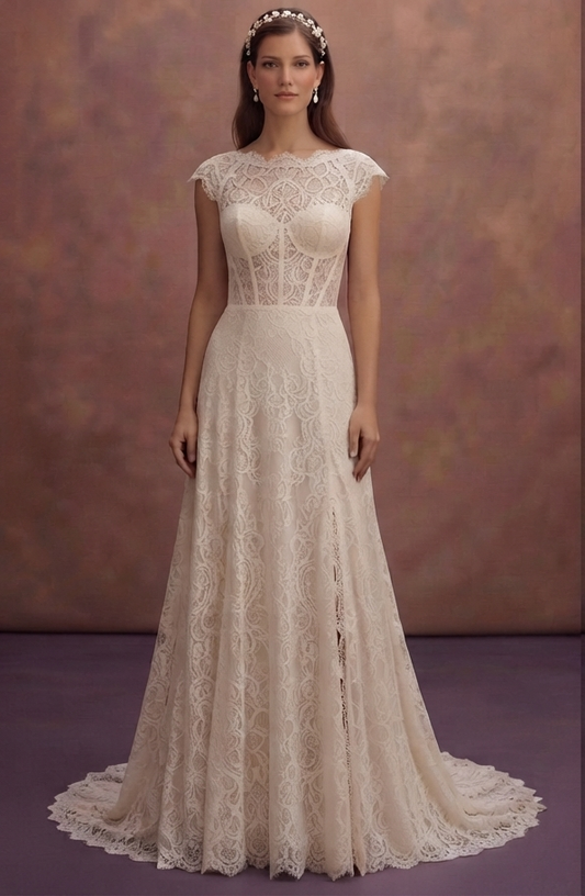 Chantilly Lace Wedding Dresses with Vintage Charm