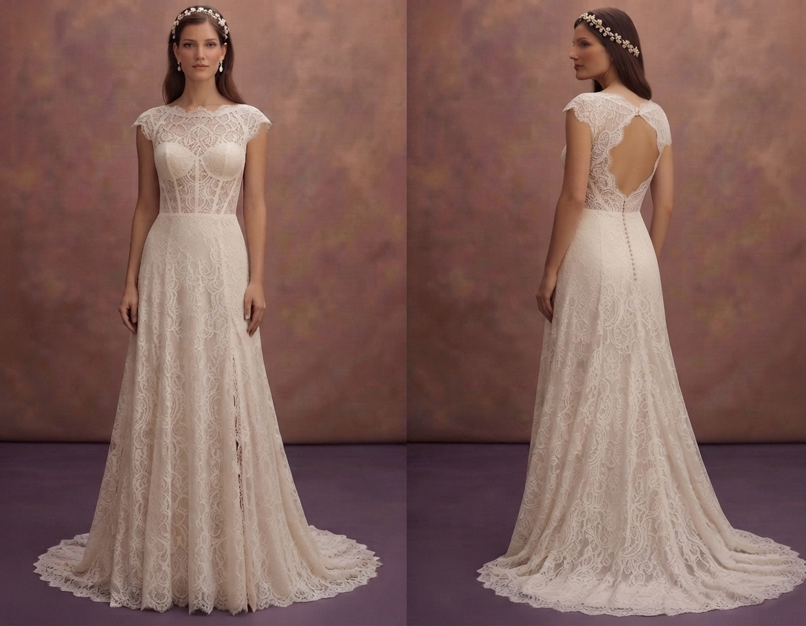 Chantilly Lace Wedding Dresses with Vintage Charm