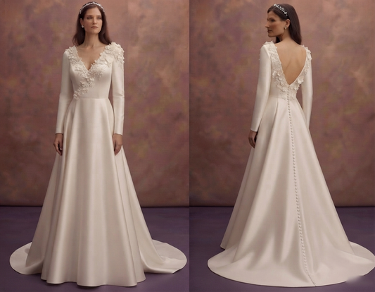 Chapel Length Wedding Dresses with Satin Finish