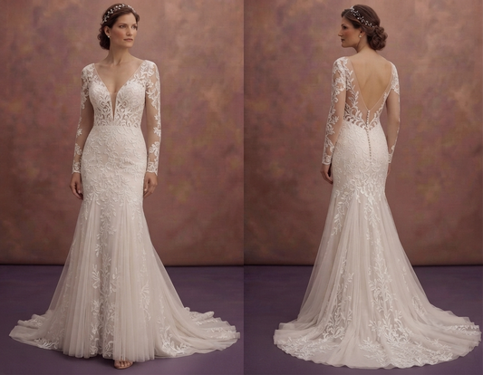 Chapel Train Wedding Dresses with Elegant Lace