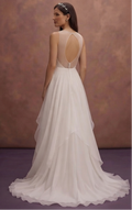 Chapel Wedding Dresses with Soft Chiffon Layers