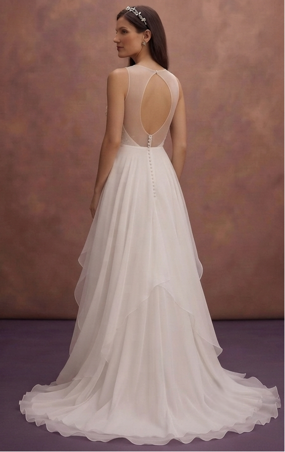 Chapel Wedding Dresses with Soft Chiffon Layers