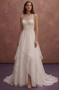 Chapel Wedding Dresses with Soft Chiffon Layers