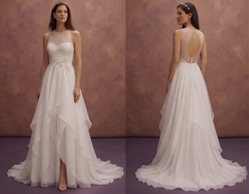 Chapel Wedding Dresses with Soft Chiffon Layers