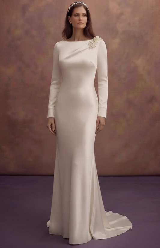 Charmeuse Sheath Wedding Dresses with Luxurious Shine