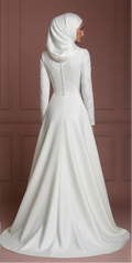 Cheap Hijab Wedding Dress Elegant Modest Bridal Muslim