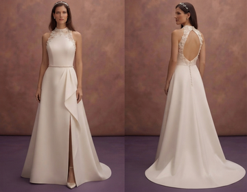 Chic Bridal Dresses with Matte Satin A-Line Skirts