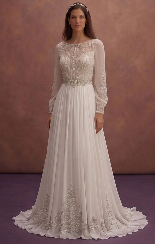 Chiffon Empire Waist Wedding Dresses with Flowing Beauty