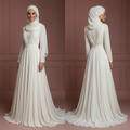 Chiffon Flowing Muslim Bridal Gown with Hijab – Perfect for Walima Wedding Dress