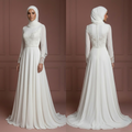 Chiffon Minimalist Hijab Wedding Dress – Ivory Nikah Outfit Muslim