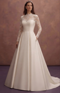 Classic Bridal Gowns with Elegant Lace and Satin Details