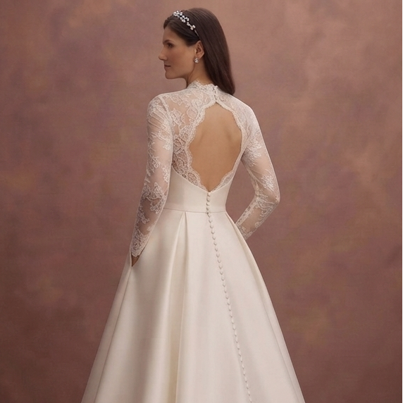 Classic Bridal Gowns with Elegant Lace and Satin Details