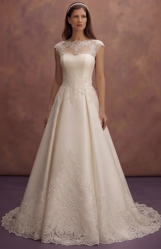 Classic Bridal Gowns with Silk and Lace Combinations