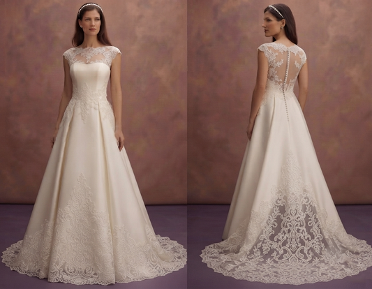 Classic Bridal Gowns with Silk and Lace Combinations