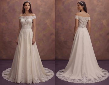 Classic Cathedral Train Wedding Dresses with Embroidery