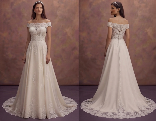 Classic Cathedral Train Wedding Dresses with Embroidery