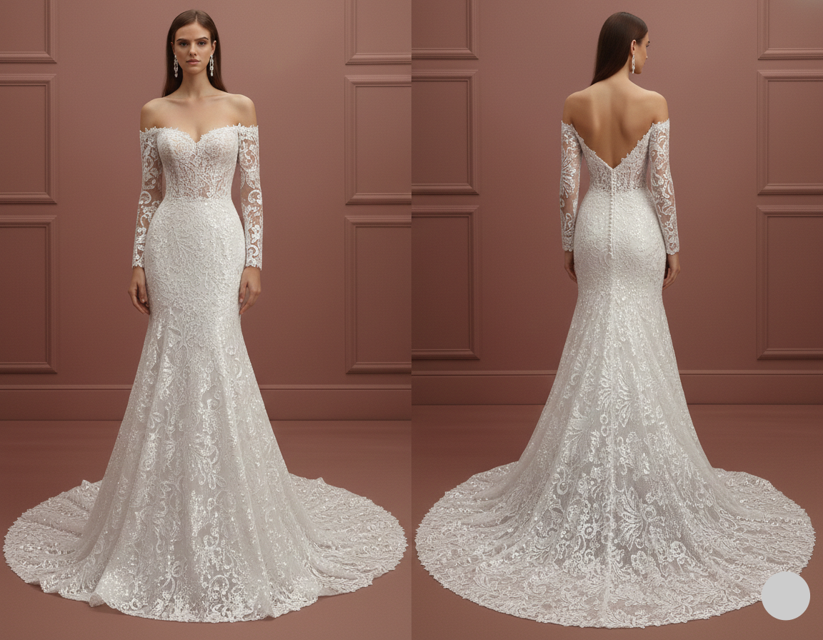 Classic Train Wedding Dress Long Cathedral Length Embroidery