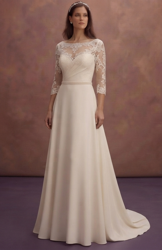 Classic Wedding Dresses with Silk and Chantilly Lace
