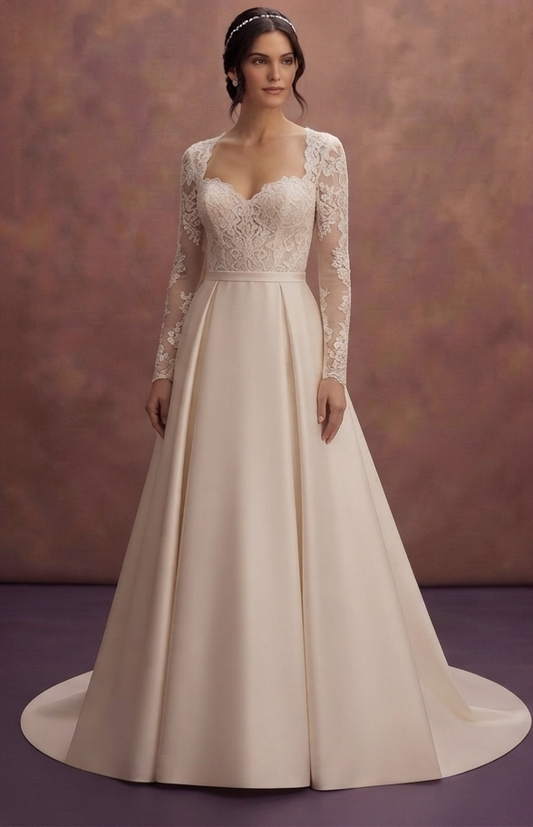 Classic Wedding Dresses with Timeless Lace and Satin
