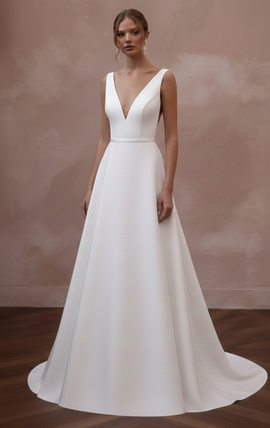 Cold Shoulder Wedding Dress Boho Long Chiffon Flowy Gown