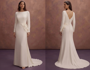 Column Crepe Wedding Dresses with Chic Simplicity
