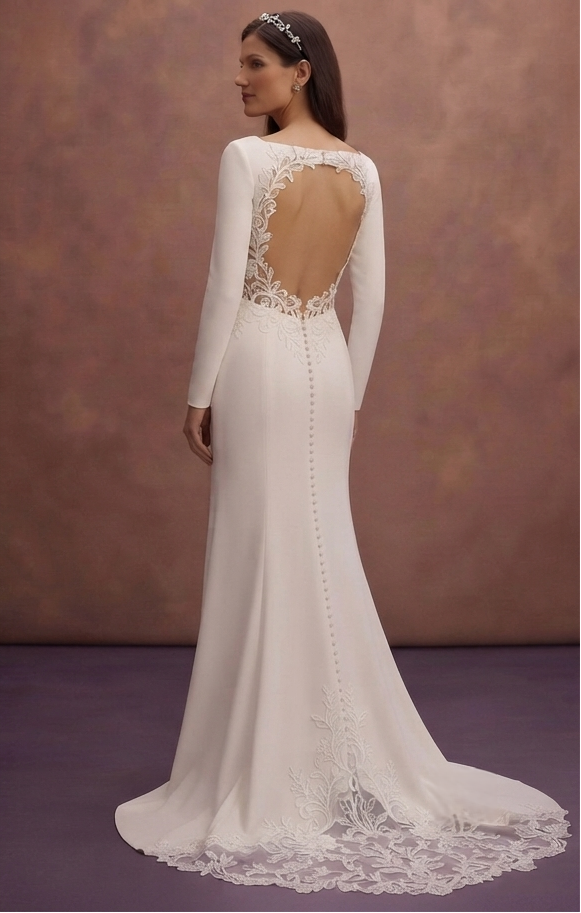Contemporary Square Neck Wedding Dresses in Crepe