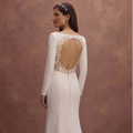 Contemporary Square Neck Wedding Dresses in Crepe