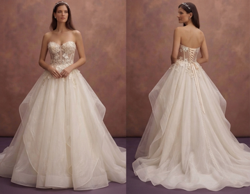 Corset Bodice Organza Wedding Dresses with Dramatic Volume