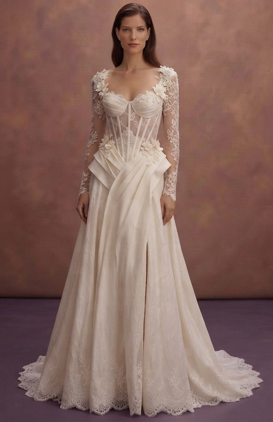 Corset Lace Wedding Dresses with Sculpted Elegance