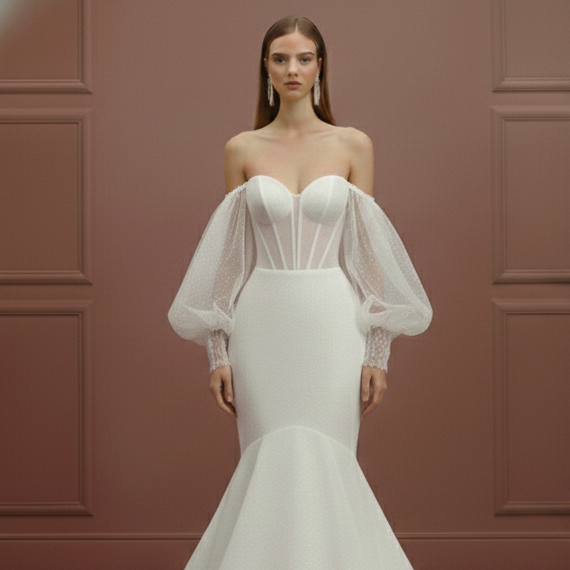 Corset Sleeve Wedding Dress Victorian Long Inspired Lace Gown