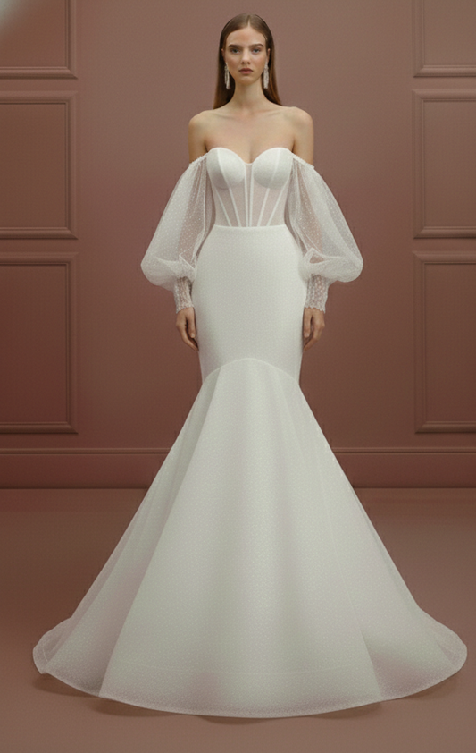 Corset Sleeve Wedding Dress Victorian Long Inspired Lace Gown