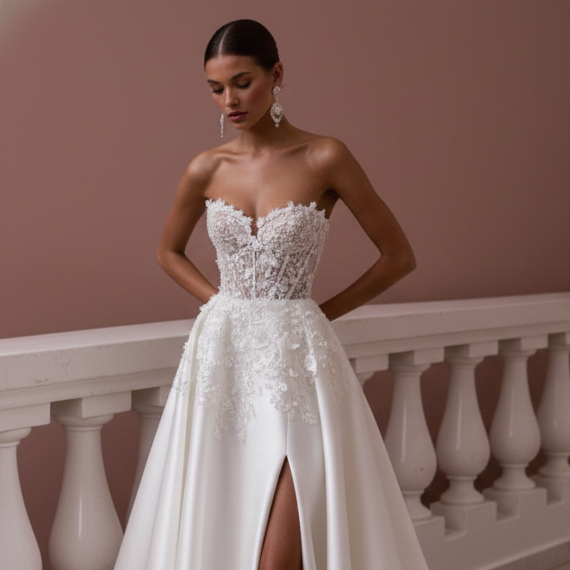 Corset Top Wedding Dress Lace Up Long Back Tulle Wear