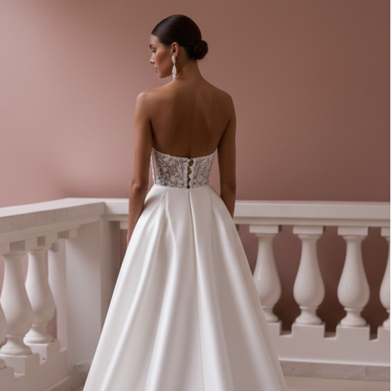 Corset Top Wedding Dress Lace Up Long Back Tulle Wear