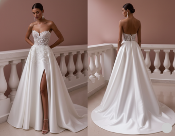 Corset Top Wedding Dress Lace Up Long Back Tulle Wear