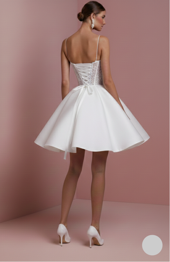 Corset Top Wedding Dress Lace Up Short Back Tulle Wear