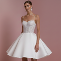Corset Top Wedding Dress Lace Up Short Back Tulle Wear