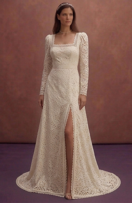 Cotton Eyelet Wedding Dresses with Vintage Appeal
