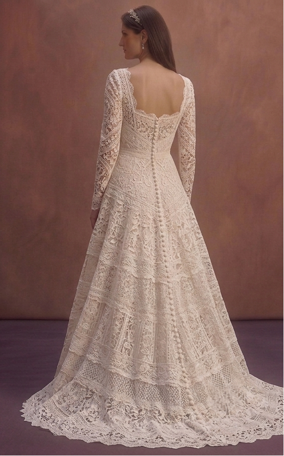 Cotton Lace Wedding Dresses with Vintage Style