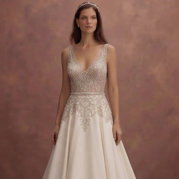 Couture Bridal Gowns with Hand-Sewn Crystal Embellishments
