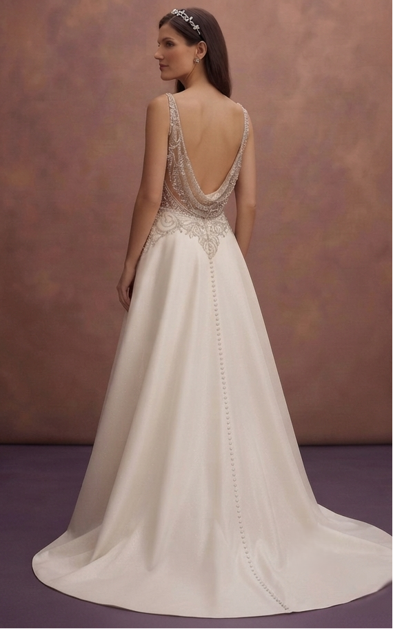 Couture Bridal Gowns with Hand-Sewn Crystal Embellishments