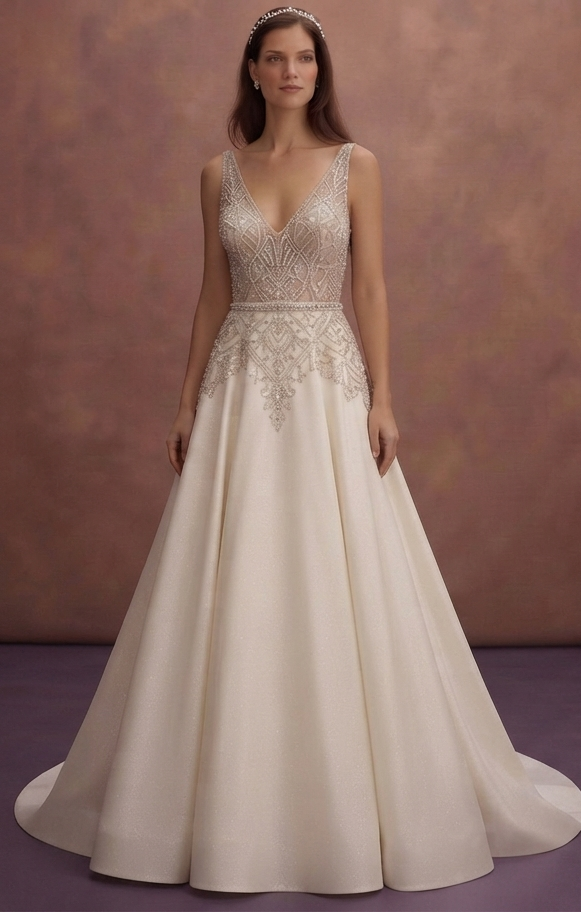 Couture Bridal Gowns with Hand-Sewn Crystal Embellishments