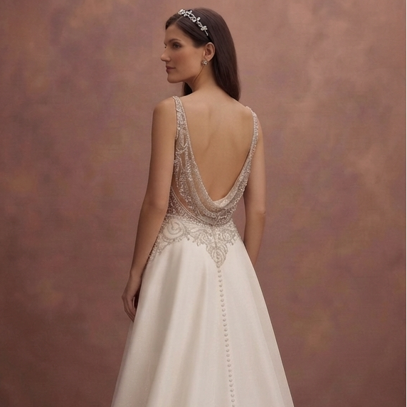 Couture Bridal Gowns with Hand-Sewn Crystal Embellishments