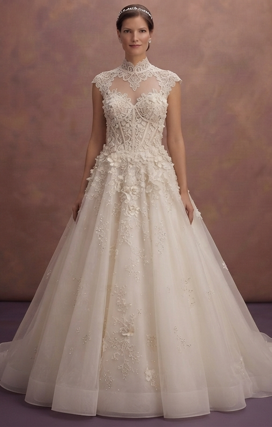Couture Lace Bridal Gowns with Handmade Embellishments