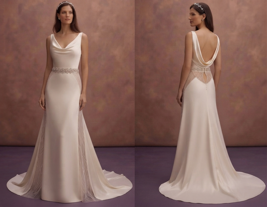 Cowl Neck Satin Wedding Dresses with Modern Luxury