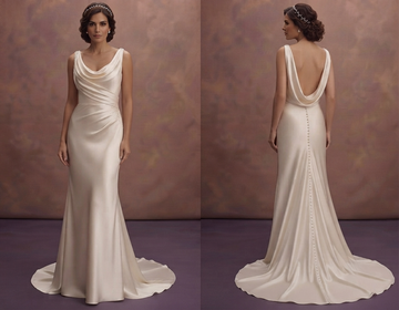Cowl Neck Wedding Dresses with Draped Satin Beauty