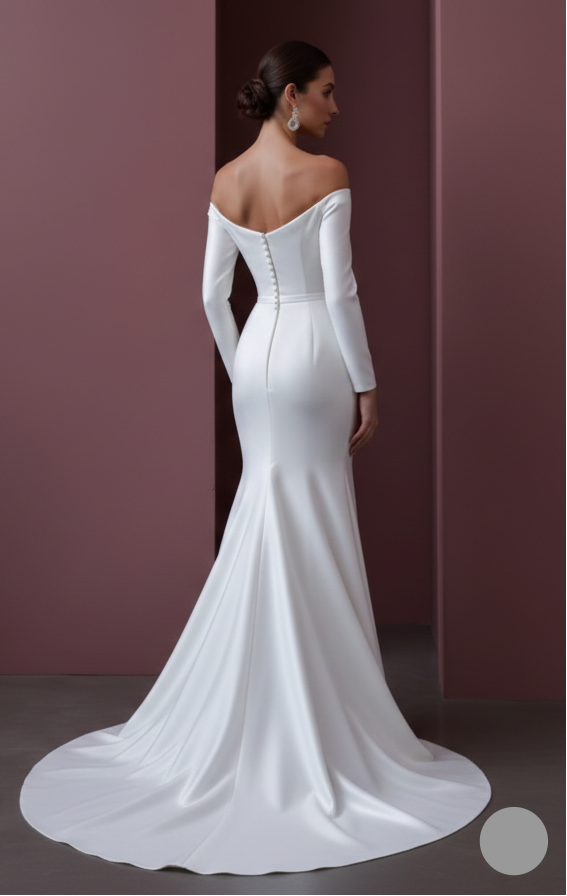 Cream Wedding Dress Matte Finish Long Evening Style Bridal