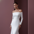 Cream Wedding Dress Matte Finish Long Evening Style Bridal