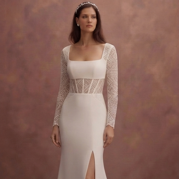Crepe Fit and Flare Wedding Dresses with Modern Appeal